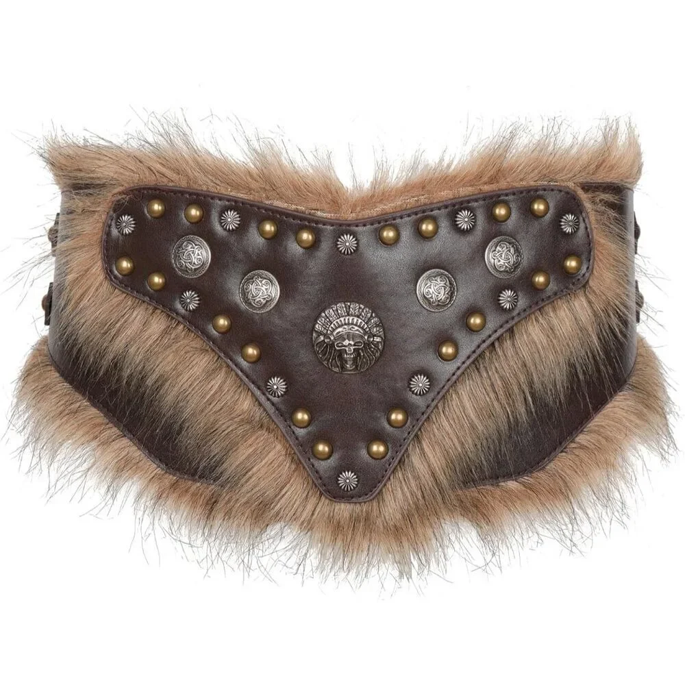Men Viking Belt Nordic Wide Leather Belt Waist Armor Medieval LRP Warrior Brown